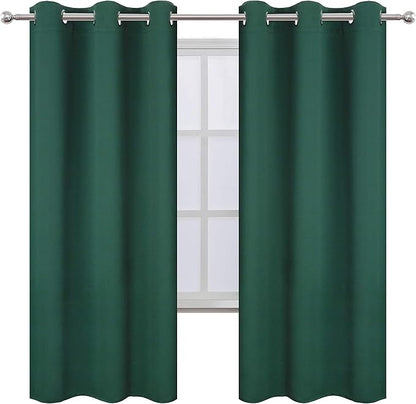 LEMOMO Dark Green Thermal Blackout Curtains/42 x 72 Inch/Set of 2 Panels Room Darkening Curtains for Bedroom