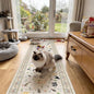 2x10 Washable Hallway Runner Rug - Soft Low Pile Floral Animal Cat Print Rugs with Non-Slip Backing Waterproof Stain-Resistant Indoor Carpet for Kitchen Entryway Bathroom Bedroom (Light Beige)