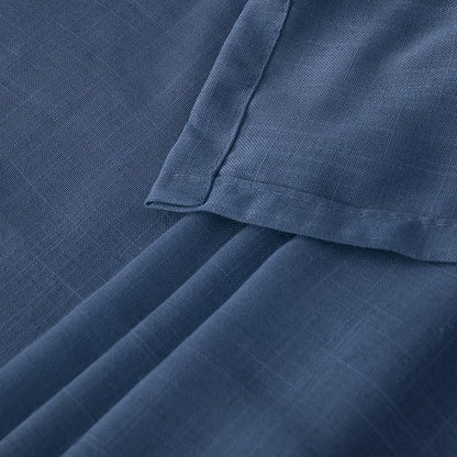 BGment Navy Blue Linen Curtains 54 Inch Length for Short Living Room, Semi Sheer Window Drapes Light Filtering for Bedroom Dining Decor Lightweight with Rod Pocket, 2 Panels Set, Each 42 Inch Wide