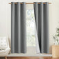 NICETOWN Vintage Open Linen Weave Flax Thermal Curtains, Dove Grey, 34" Wide Per Panel, Set of 2, 100% Blackout Curtains 60" Long for Dining Room, Soundproof Window Treatment Drapes for Cupboard
