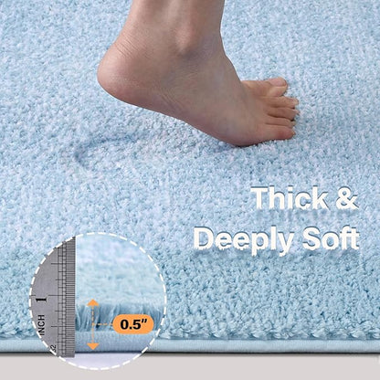 Bathroom Rugs 30x20 Non Slip Washable, Light Blue Bath Mat for Bathroom Floor Tub, Soft Absorbent Quick Dry Mats for Shower, Bathtub,Home Decor