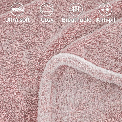 Exclusivo Mezcla Plush Fuzzy Fleece Bed Blanket King Size, Super Soft, Fluffy and Warm Blankets for Couch, Bed, All Season (Mixed Pink, 90x104 inches)