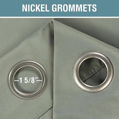 H.VERSAILTEX Blackout Curtain for Living Room Thermal Insulated Window Treatment Curtain Extra Long 108 inch Length Energy Saving Solid Grommet Top Blackout Drape, One Panel, Light Sage，52"W x 108"L