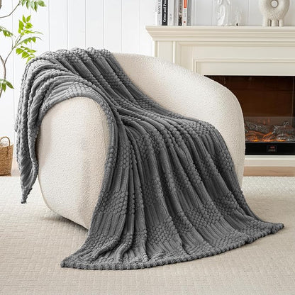 60x80 Inch Grey Twin Blanket - Soft & Fluffy Fleece, Cute & Aesthetic, Perfect for Sofa, Couch, Chair, Bed, Living Room & Bedroom, All-Season Use, Plush & Cozy Decorative Blanket