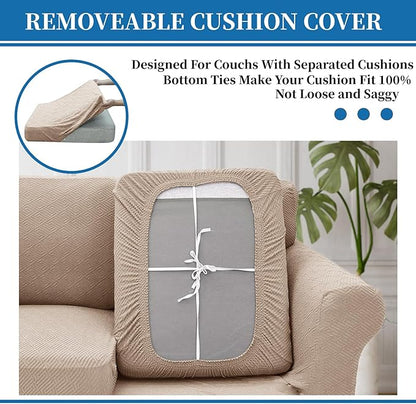 XINEAGE 2026 New 4 Pieces Couch Covers for 3 Cushion Couch Super Stretch Thick Soft Sofa Cover Anti Slip Sofa Slipcover Dogs Cats Furniture Protector (Khaki, 71"-91")