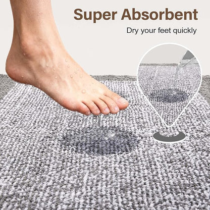 Bathroom Rugs 30x20 Non Slip Washable, Light Grey Bath Mat for Bathroom Floor Tub, Soft Absorbent Quick Dry Mats for Shower, Bathtub,Home Decor