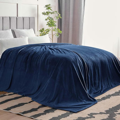 BEDELITE Big Fleece Blanket - 120" x 120" (10' x 10'), Super Soft Fluffy Fuzzy Oversized King Blanket for Bed, Couch, Sofa, Camping, Fits Whole Family, Navy Blue