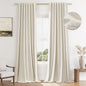 Guken 100% Blackout Linen Curtains 144 Inch Length 2 Panels Set for Living Room Bedroom Back Tab Thermal Insulated Black Out Drapes Room Darkening Farmhouse Window Curtains 144 Inches Long
