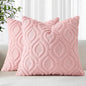 decorUhome Throw Pillow Covers 16x16 Inch Set of 2, Soft Plush Faux Wool Pink Solid Couch Pillow Covers, Accent Farmhouse Neutral Square Pillow Cases for Sofa Bed Living Room