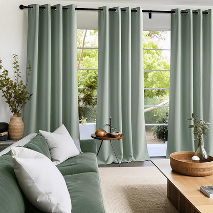 NICETOWN Room Darkening Draperies Curtains Panels, 2 Panels Sage Green W52 x L63
