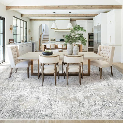 8x10 Area Rugs for Living Room, Washable Modern Abstract Large Area Rug Neutral Soft Non Slip Kids Rug Stain Resistant Indoor Carpet for Bedroom Nursery Dining Room Playroom(BeigeGrey, 8'x10')