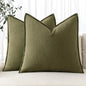 MIULEE Decorative Linen Euro Sham Pillow Covers 24x24 Inch Green Boho Farmhouse Neutral Couch Throw Pillows for Bed Pack of 2 Accent Outdoor Pillowcase Modern Sofa Cushion Livingroom Home Decor