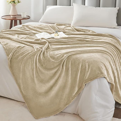 BEDELITE Fleece Blankets Queen Size Linen Throw Blankets for Bed, Luxury Plush Cozy Fuzzy Blanket 90x90 inches, Super Soft Warm Lightweight Throw Blanket All Seasons Suitable