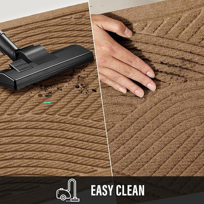 HIYARD Sturdy Front Door Mat, Absorbent Muddy Dirt Resist Welcome Door Mats Outdoor Indoor, Stain and Fade Resistant, Non-Slip Backing Entry Mat Low Profile Doormat for Entryway, 29×17, Brown