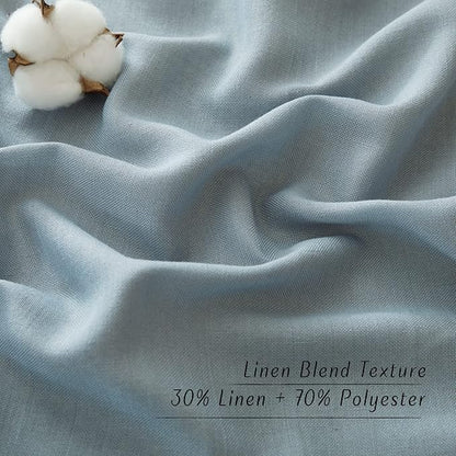 NICETOWN Rustic Linen 132 inch Long Curtains for Living Room, Grommet Privacy Added Thick Linen Weave with Light Filter Window Curtains & Drapes for Bedroom, Stone Blue, W55 x L132, 2 Panels
