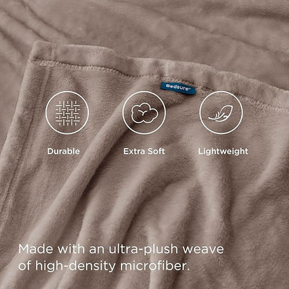 Bedsure GentleSoft Fleece Bed Blankets Queen Size Mocha Brown - Soft Lightweight Plush Fuzzy Cozy Luxury Blanket Microfiber, 90x90 inches