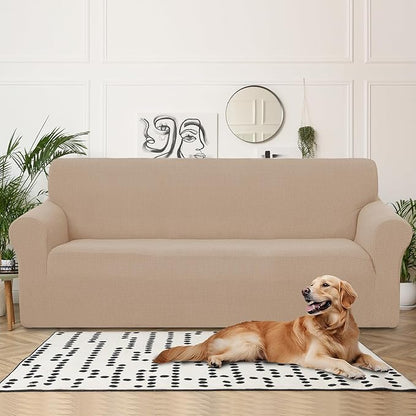 U-NICE HOME 4 Seater Stretch Couch Cover Sofa Cover Washable Sofa Slipcover Furniture Protector for 3 Cushion Couch Sofa Pet Friendly, Camel