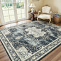 Lofus 5x7 Washable Area Rug, Vintage Floral Rugs for Living Room, Bedroom, Dinning Room, Low Pile Large Area Rugs with Non-Slip Backing, Flower Print Pattern, Black Brown