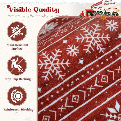 Christmas Runner Rug 2x6 Washable Rugs, Boho Christmas Tree Snowflake Rug Non-Slip Soft Low Pile Non Shedding Indoor Holiday Carpet for Bedroom Bathroom Laundry Staircase Foyer (XmasRed, 2'x6')