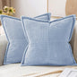 MIULEE Decorative Throw Pillow Covers for Couch Bed Livingroom 20x20 Inch Set of 2 Light Blue Boho Accent Throw Pllows Broadside Striped Patchwork Soft Corduroy Pillowcases