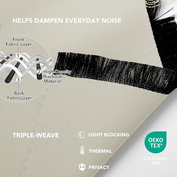 Deconovo Blackout Curtains, Thermal Insulated, W52 x L84 2 Panels, Back Tab, Machine Washable, Room-Darkening Drapes for Bedroom/Living Room Light Beige