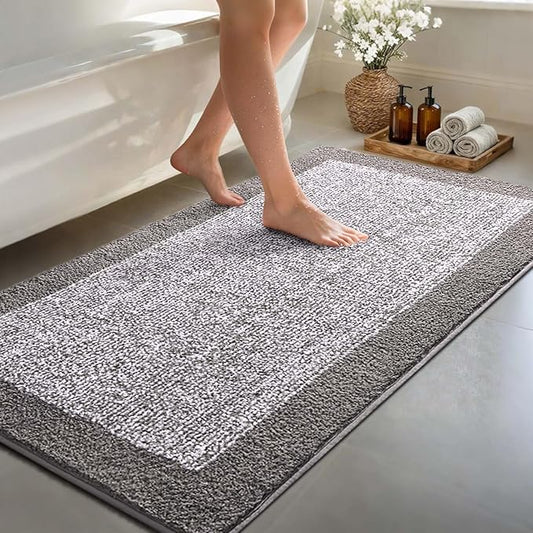 70x24 Long Bathroom Rugs Washable Non Slip, Light Grey Bath Mat for Bathroom Floor Tub, Soft Absorbent Quick Dry Mats for Shower, Bathtub,Home Decor