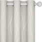 Deconovo Beige Curtains for Living Room, Room Darkening Soundproof Drapes with Wave Dots Silver Print, 42 x 72 Inch Long, Grommet Top, Set of 2 Window Panels for Living Room Bedroom Office Nursery