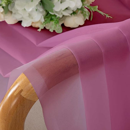 Simplebrand Hot Pink Short Sheer Curtains 45 Inch Length for Small Windows, Rod Pocket 2 Panels Set Solid Voile Drapes Window Sheer Curtains for Bedroom Bathroom Kids Room Kitchen, 42x45 Inch