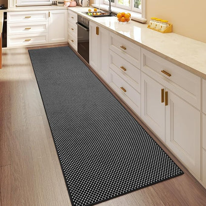 YDKGL 2x8 ft Runners for Hallways Extra Long Woven Washable Kitchen Runner Mat Rugs Non Slip, Soft Entryway Laundry Hall Floor Runner Carpet for Bedroom Hallway Living Room, Black