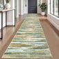 Lansny Modern Abstract Runner Rug 2.6x18, Green Mustard Multi Washable Long Kitchen Runner Non-Slip Soft Hallway Rug Runner Thin Print Faux Wool Carpet for Entryway Bedroom Laundry Room Indoor