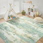 Rugflix 8x10 Area Rugs for Living Room, Washable Large Rug Stain-Resistant Low Pile, Modern Carpet for Dining Room Home Office Kid Room Nursery Bedroom, Light Green
