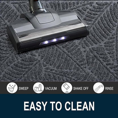 Colorxy Waterproof Doormat, Sturdy Natural Rubber Front Indoor Mat, Non Slip Low Profile Indoor Outdoor Door Mats, Stain and Fade Resistant Floor Mat, Easy Clean Patio Entrance Mat, 47''x17'', Grey