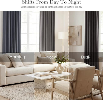 PONY DANCE Blackout Curtains for Bedroom - 72 inches Length Thermal Insulated & Privacy Rod Pocket Curtain Drapes for Living Room, 52 W x 72 L, Grey, 2 Pieces