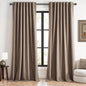 96 inch long linen blackout curtains 2 Panels 100% Black out Linen texture Curtain Modern Farmhouse Dark Flax Window Drapes with Back Tab Rod Pocket Room Darkening Thermal for Bedroom Living Room