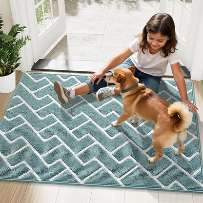 OLANLY Front Door Mat, Non-Slip Rubber Backing, Dirt Resistant and Absorbent, Washable, Easy to Clean Low-Profile Indoor Doormat for Back Door, Entryway, Inside Entrance, 48x32, Sage Green
