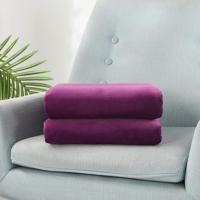 TASTHROW Large Flannel Fleece Throw Blanket, 60×80 Inch - Cozy Lightweight Thick Blanket - All Seasons Suitable for Women, Men and Kids (Purple)