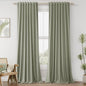 Sage Green 100% Blackout Linen Curtains 86 Inch Length 2 Panels Set for Living Room Bedroom Back Tab Thermal Insulated Black Out Drapes Room Darkening Window Curtains 86 Inches Long