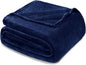 Exclusivo Mezcla Fleece Blankets Queen Size for Bed, Super Soft and Warm, All Season, Cozy, Plush, Lightweight, 90x90 Inches, Navy Blue