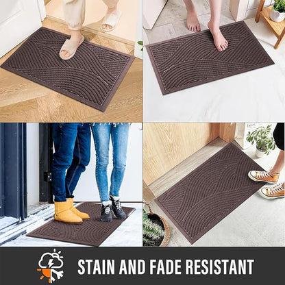 HIYARD Sturdy Front Door Mat, Absorbent Muddy Dirt Resist Welcome Door Mats Outdoor Indoor, Stain and Fade Resistant, Non-Slip Backing Entry Mat Low Profile Doormat for Entryway, 36×24, Coffee