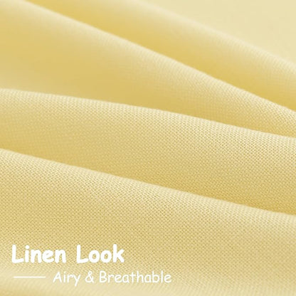 Yellow Linen Semi Sheer Curtains 108 Inches Long 2 Panels Set Back Tab Loop Pocket Linen Blend Boho Decor Large Window Curtain Extra Long Light Filtering Drapes High Ceiling for Living Room 52x108