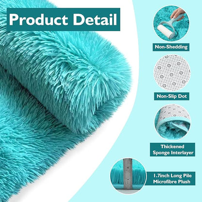 yulidayang Soft Round Area Rug for Kids Bedroom, Fluffy Fuzzy Shaggy Rug 6'X6'for Living Room, Non Slip Circle Plush Rug for Girls Room Nursery Dorm Decor,Light Blue