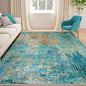 Washable Area Rugs 5'x7' Non-Slip Modern Abstract Soft for Living Room Entryway Bedroom Nursery, Print Pattern, Teal Blue Green Orange Rust Red Coloreful
