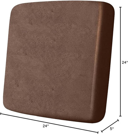 Leather Look Couch Cushion Covers Sofa Seat Slipcovers Sets Couches Furniture Protector for Sectional Armchair Loveseat Pets Kids Stretch Spandex Fabric (1 Cushion Armchair, Brown)