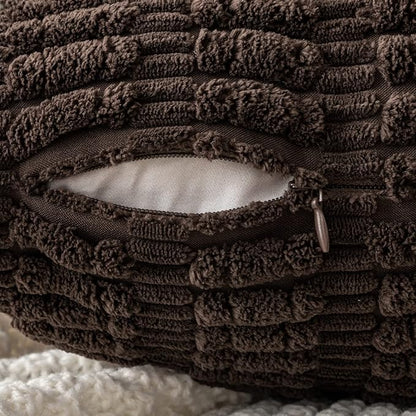 MIULEE Pack of 2 Corduroy Decorative Lumbar Throw Pillow Covers 20x12 Inch Soft Boho Striped Pillow Covers Modern Farmhouse Home Decor for Sofa Living Room Couch Bed Dark Brown