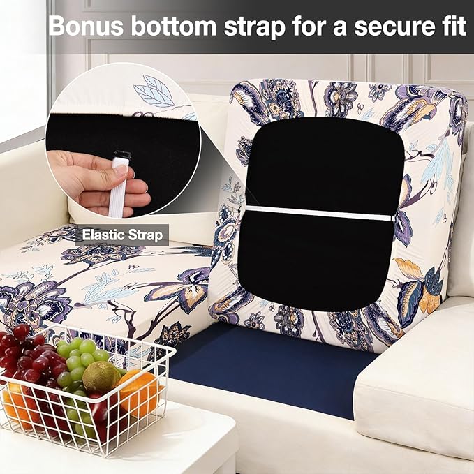 hyha 14Pcs Patio Cushion Covers, Stretch Outdoor Couch Cushion Covers, Washable Outdoor Chair/Sofa Slipcovers for Patio Furniture Cushions Protector with Elastic Bottom(Vintage Flower,Cover Only)