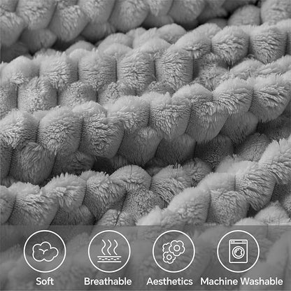 BEDELITE Fleece Blanket - 3D Jacquard Decorative Grey Throw Blankets for Couch & Bed, Soft and Cozy Warm Plush Fluffy Blanket All Seasons Suitable, 50x70Inches