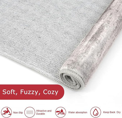 KOZYFLY Modern Abstract Hallway Runner, 2x10 Washable Rug Non-Slip Soft Striped Kitchen Runner Rug, Grey/Light Beige/Brown Print Carpet Runner for Entryway Bathroom