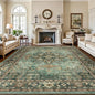 Lofus 9x12 Area Rugs for Living Room, Washable Area Rug, Rugs for Bedroom, Kitchen, Vintage Boho Carpet, Soft Non-Slip, Low Pile Large Area Rug for Office Dining Room, Green