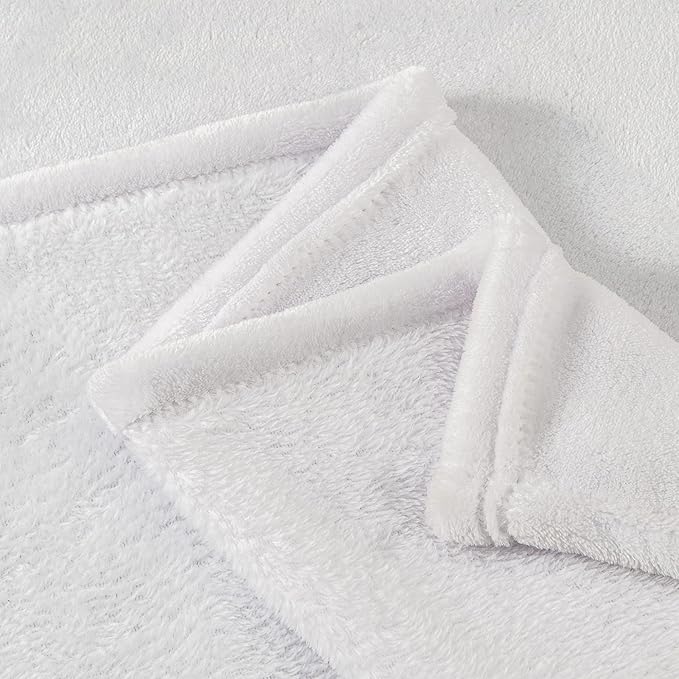 BEDELITE Fleece Blankets Queen Size White Throw Blankets for Bed, Luxury Plush Cozy Fuzzy Blanket 90x90 inches, Super Soft Warm Lightweight Throw Blanket All Seasons Suitable