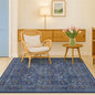 Vintage Dark Blue 4x6 Area Rugs for Large Entryway, Bedroom Beside Rug, Kitchen, Mudroom, Non-Slip Low Pile Ultra Soft Stain Resistant Small Floral Carpet